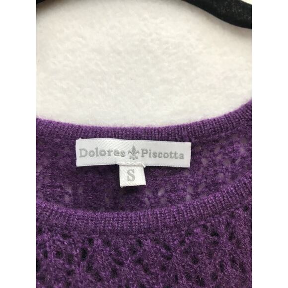 dolores piscotta 100% cashmere plum sleeveless knit top knit collar size small - Picture 3 of 9